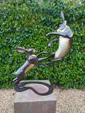 Life sized boxing hares