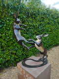 Life sized boxing hares