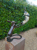 Life sized boxing hares